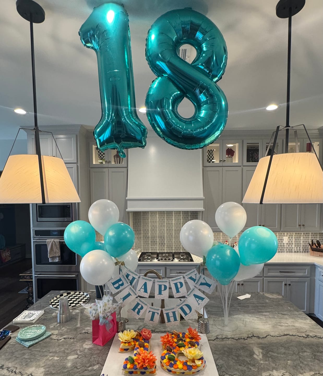 Customer photo review of Confetti Birthday Centerpiece (Stand + Banner)