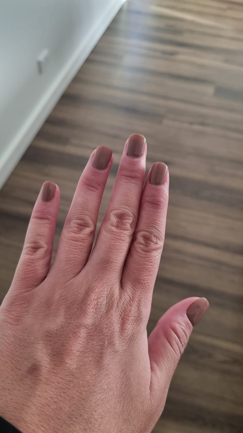 Customer photo review of Mocha Semi Cured Gel Nail Sticker Kit