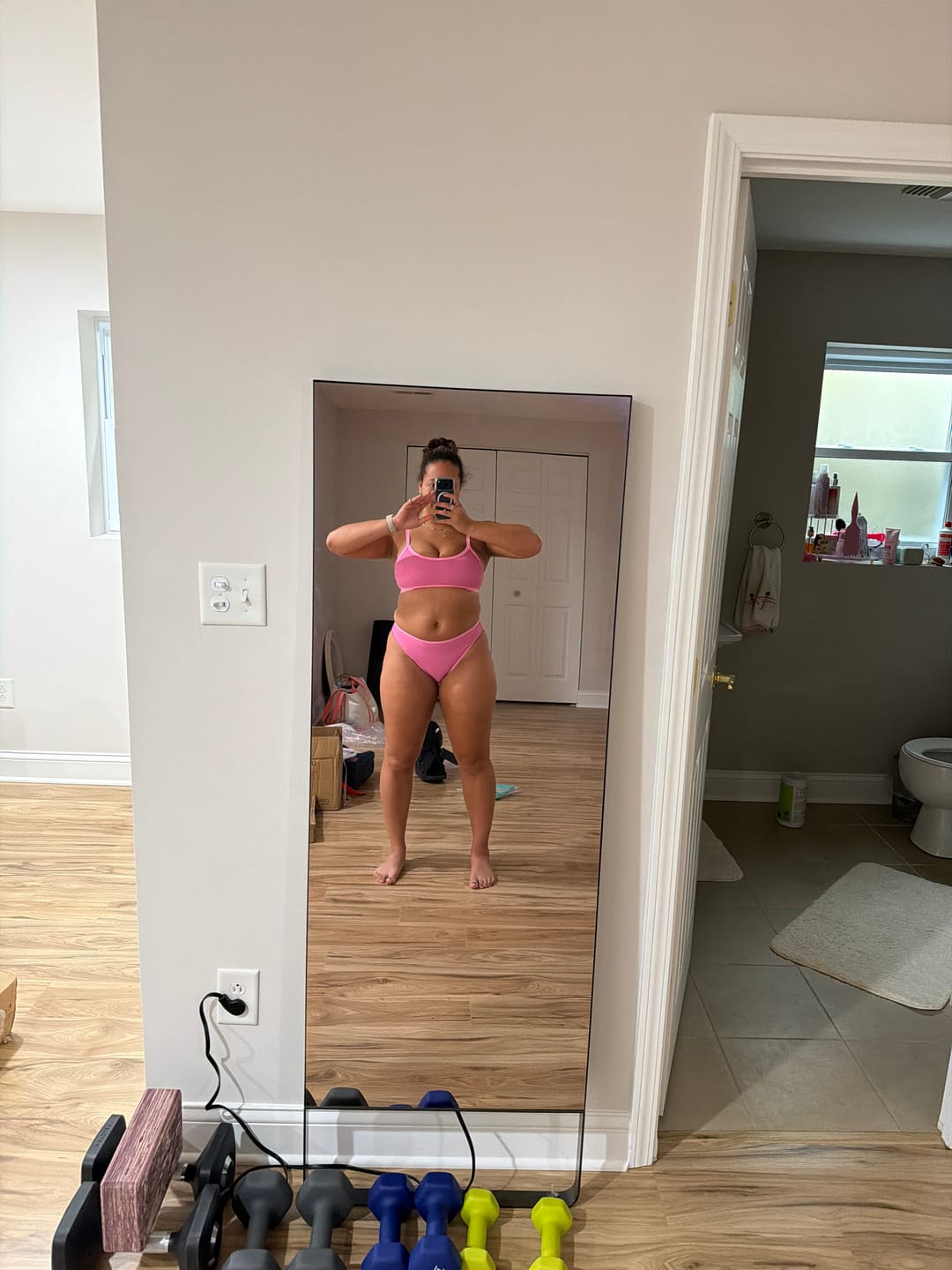 Customer photo review of TYLER Poppy Pink Sporty Bikini Top