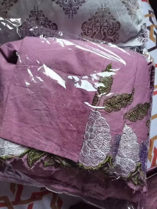 Customer photo review of Elegant Lavender Mul Chanderi Embroidered Cord Set for Women