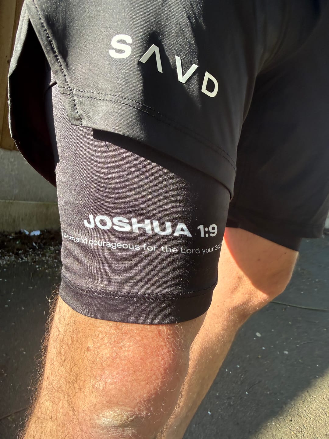 Customer photo review of Joshua 1:9 Lion Performance Shorts