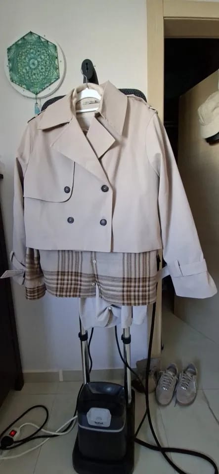 Customer photo review of Thelma Cropped Trench Coat