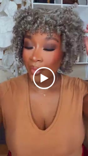 Customer video review of Luvwin Salt And Pepper Ringlet Curls Wig With Bangs