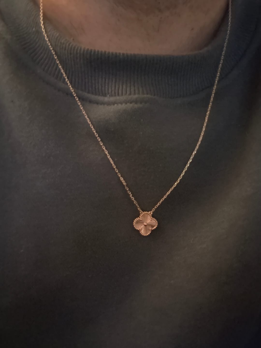 Customer photo review of 15mm Guilliche Clover Necklace, Gold Plated, 42cm long