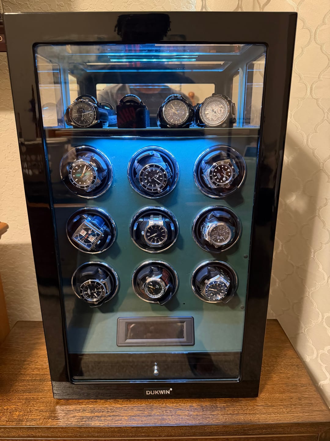 Customer photo review of Fingerprint Lock 9 Watch Winders with 4 Watch Holders Storage LCD Remote Control - Green