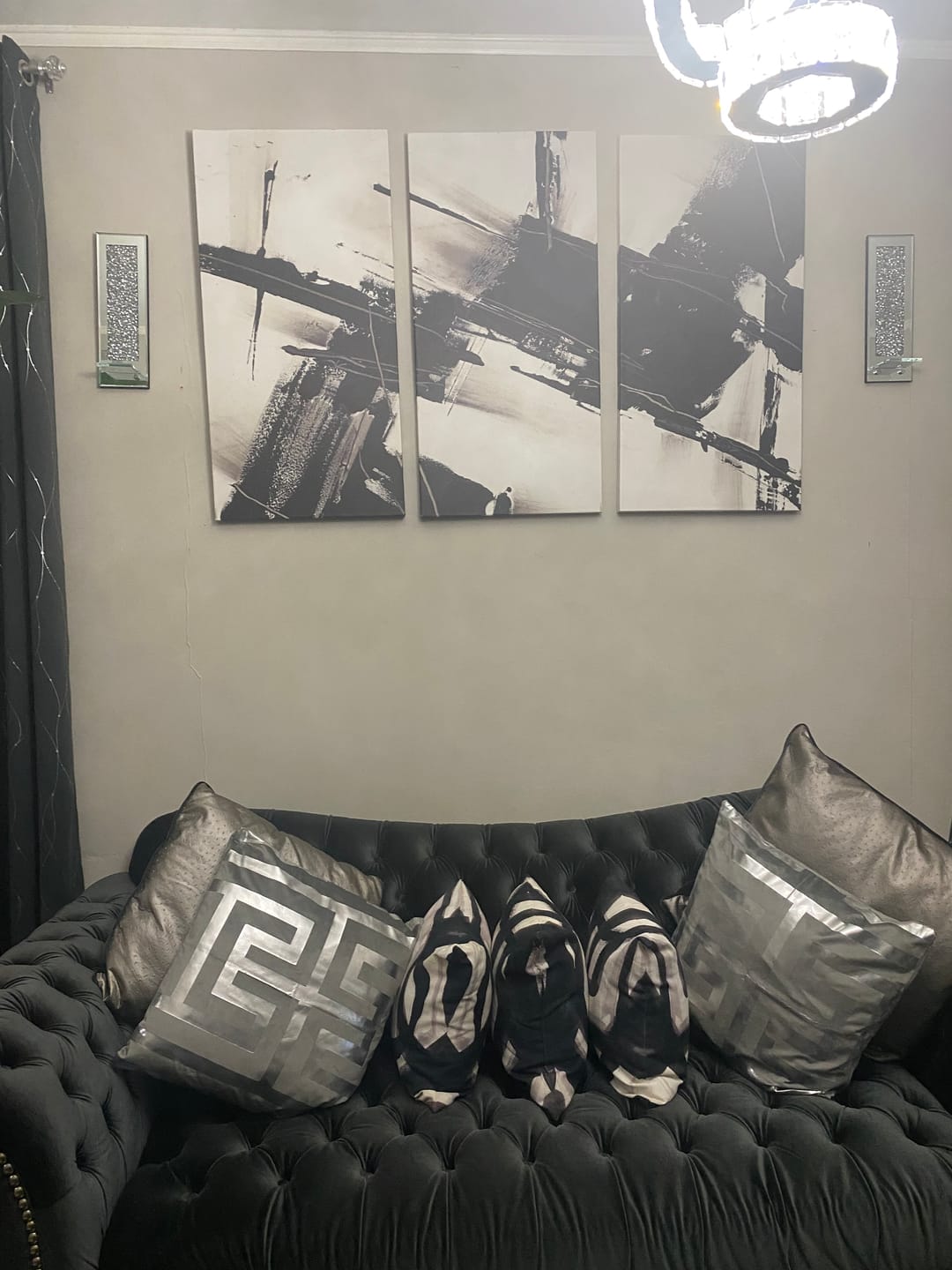 Customer photo review of Decorative Pillow Cover Gray With Silver Foil Greek Letter 22" X 22"