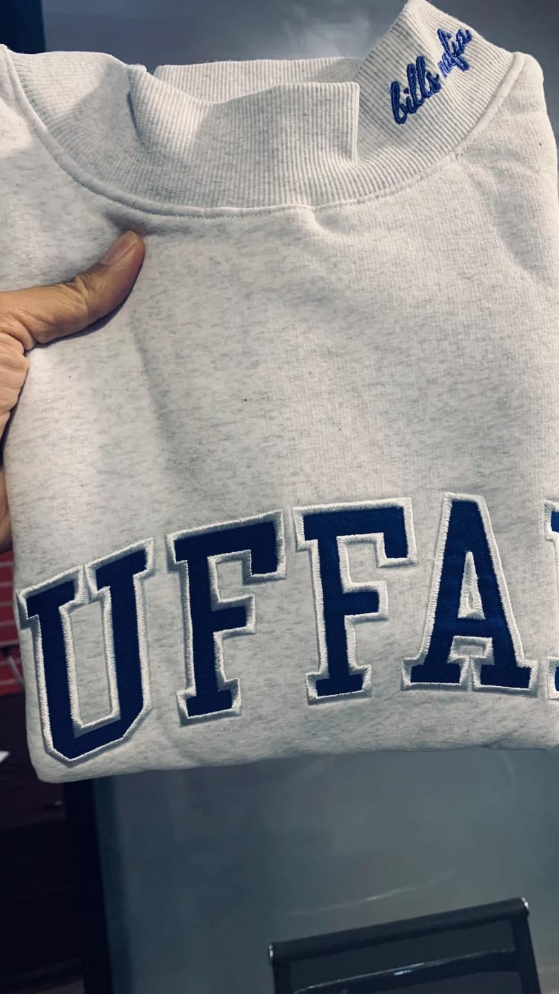 Customer photo review of Custom Mockneck Embroidered Team Name Sweatshirt – Stand-up Collar