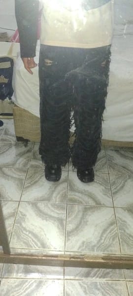 Customer photo review of Black Slashed Baggy Jeans
