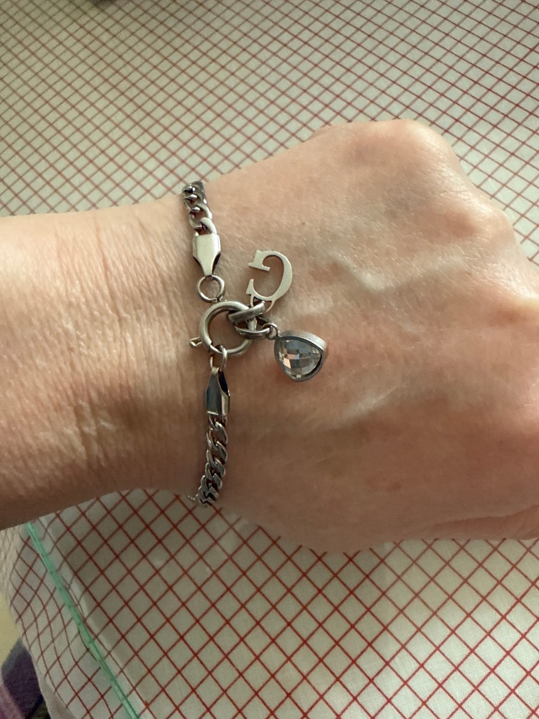 Customer photo review of Letter & birthstone bracelet silver
