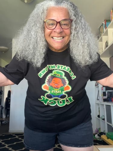 Customer photo review of St. Patrick’s Day Lucky Mindset Shirt – I Create My Own Luck
