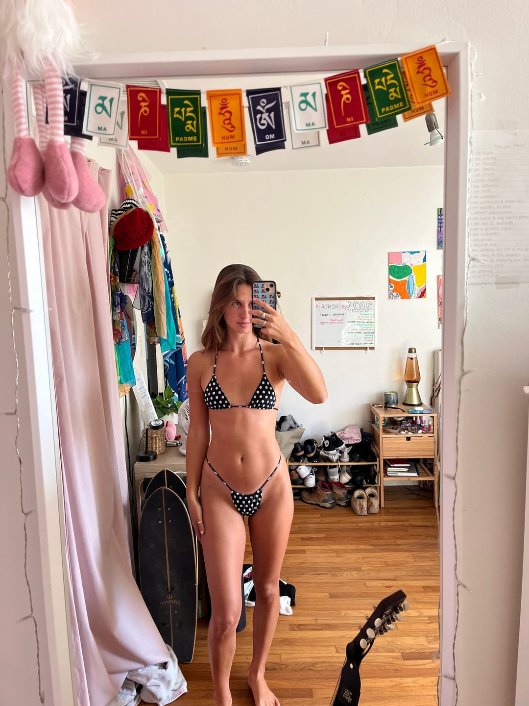 Customer photo review of 003 Seamless Triangle Bikini Top - Black Polka Dot