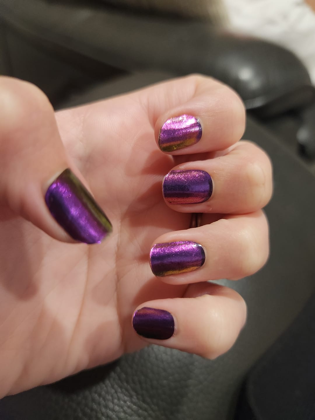 Customer photo review of Electric Purple Chameleon DIY Semicured Gel Nail Sticker Kit