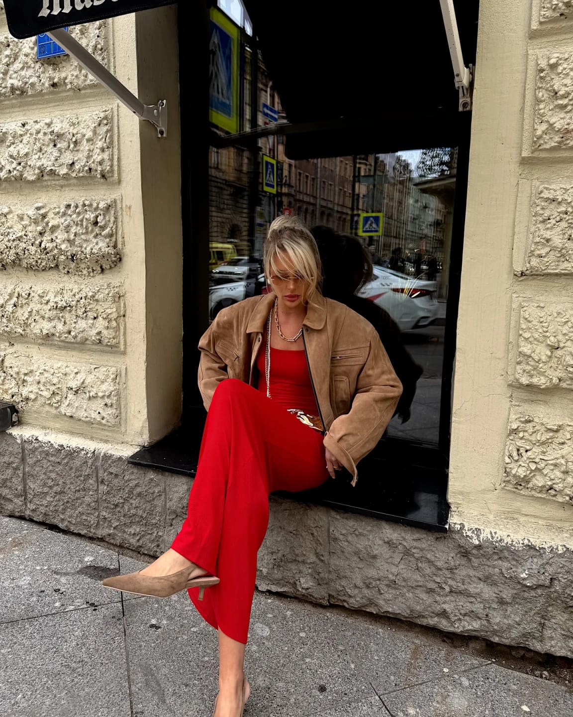 Customer photo review of Tracey Suede Lapel Jacket