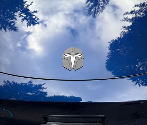Customer photo review of Madalorian Star Wars T Logo Surround Emblem Badge For Model 3 & Y 2017-2026
