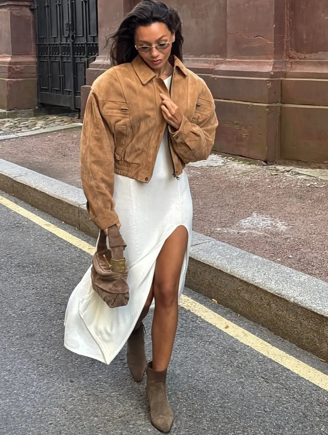 Customer photo review of Tracey Suede Lapel Jacket