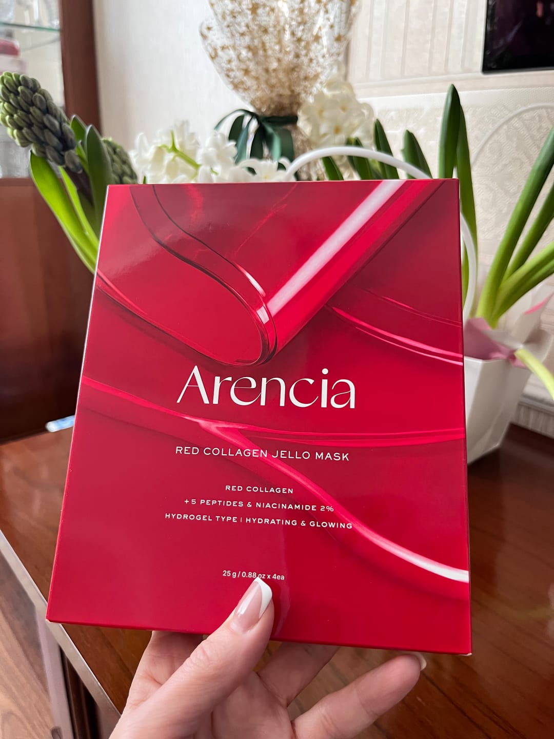 Customer photo review of Hidrogēla sejas maska ar kolagēnu un peptīdiem Arencia Red Collagen Jello Mask