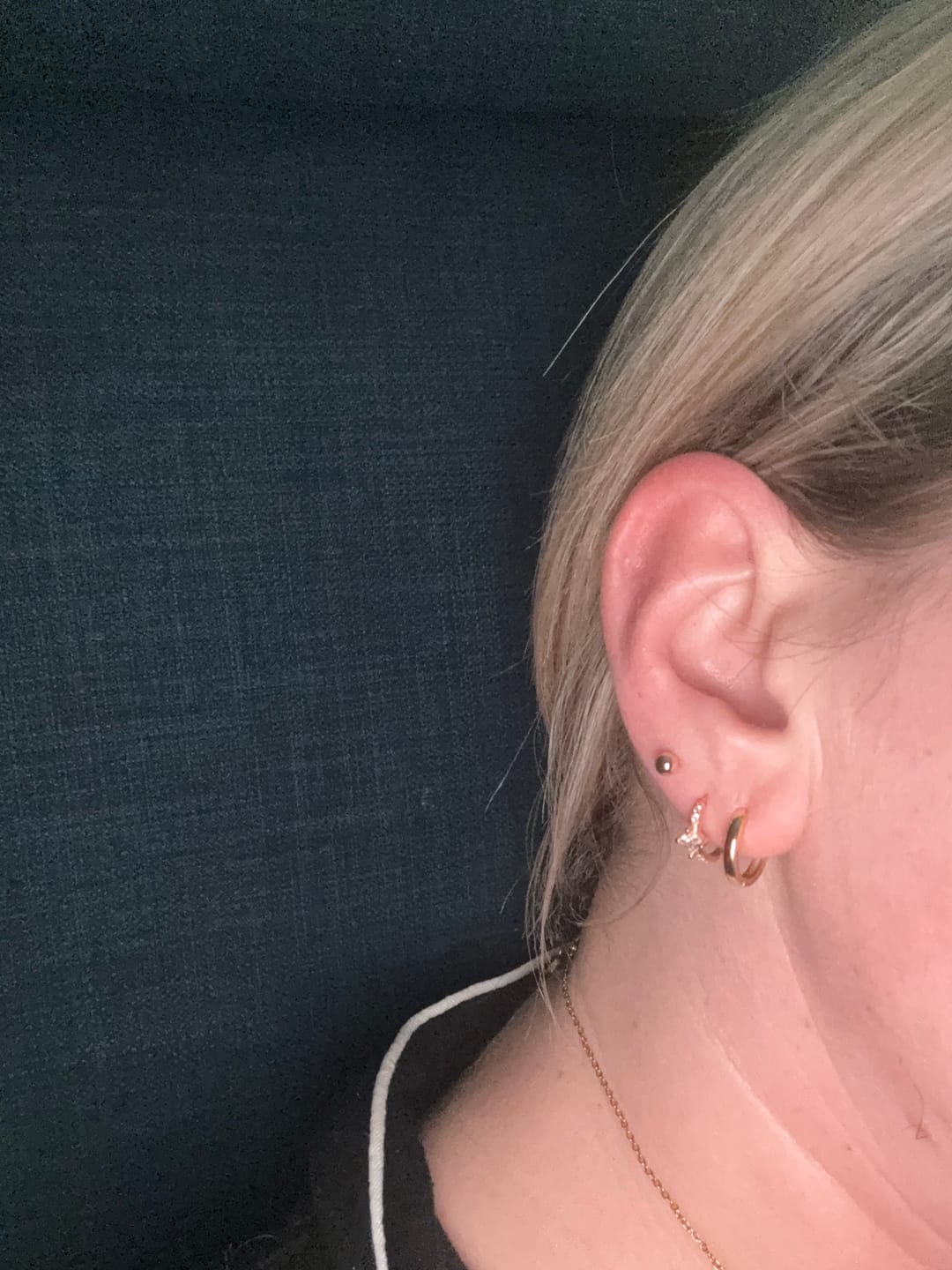 Customer photo review of Small Hoops in Gold