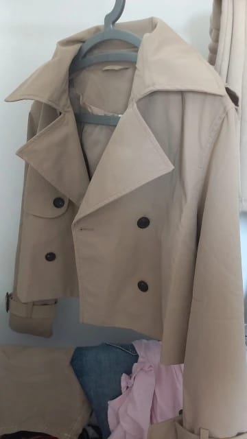 Customer photo review of Thelma Cropped Trench Coat