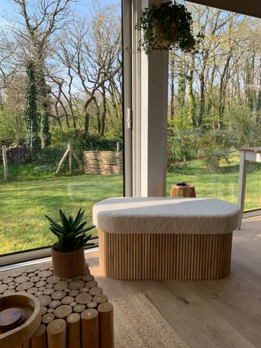 Customer photo review of BAOTSU - Banc coffre avec rangement en bois et bouclettes blanches