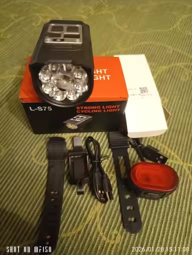 Customer photo review of 20W Rechargeable 9-LED Bike Headlight & Power Bank