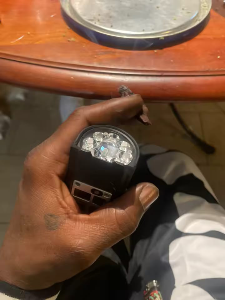 Customer photo review of 20W Rechargeable 9-LED Bike Headlight & Power Bank