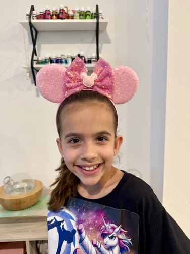 Customer photo review of Pastel Pink Iridescent Mickey Ears