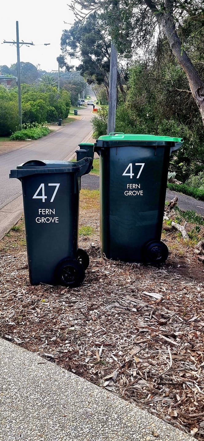 Customer photo review of Wheelie Bin Street Name & Number Sticker