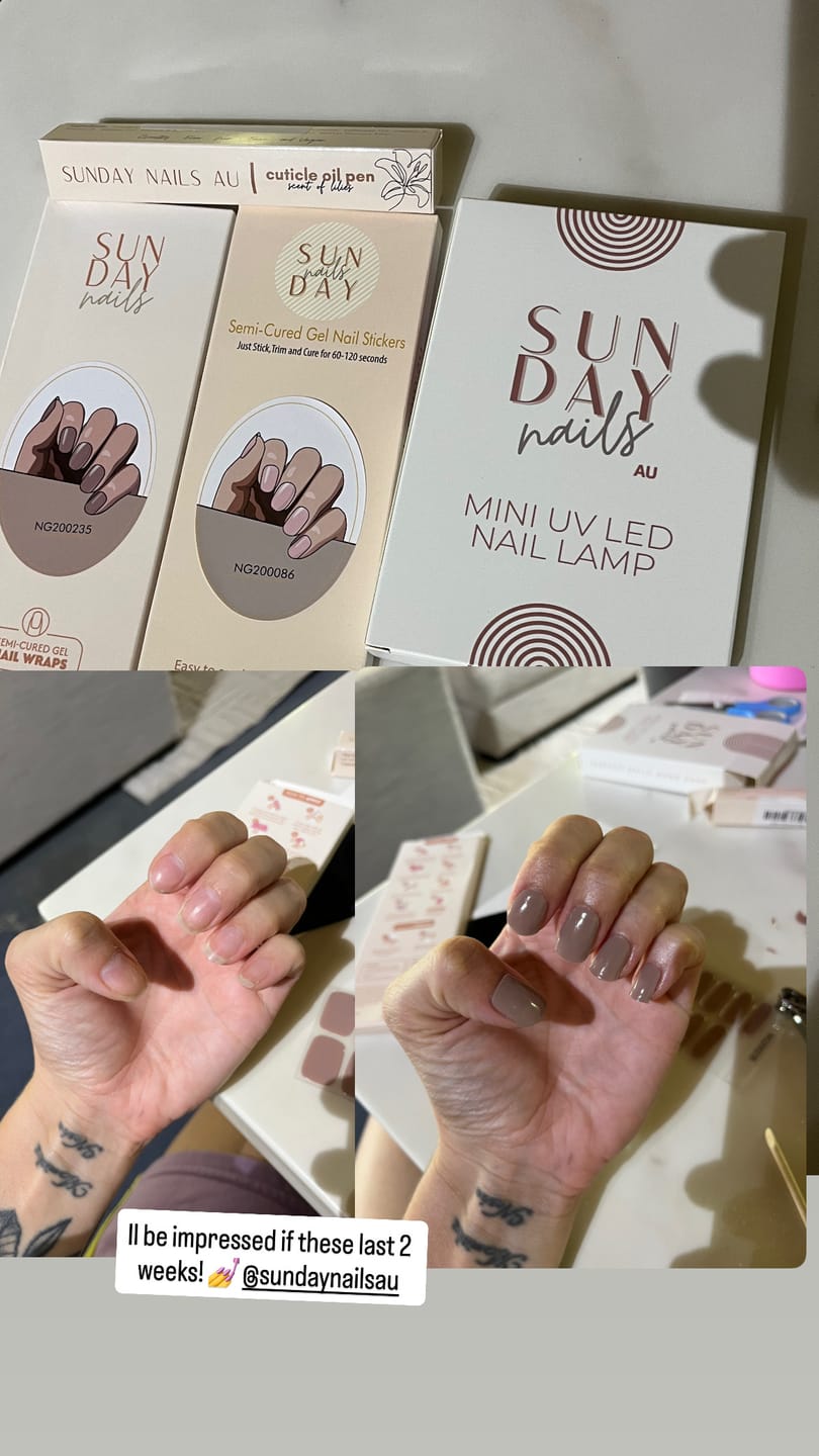 Customer photo review of Rosette Semi Cured Gel Nail Sticker Kit