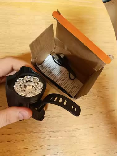 Customer photo review of 20W Rechargeable 9-LED Bike Headlight & Power Bank