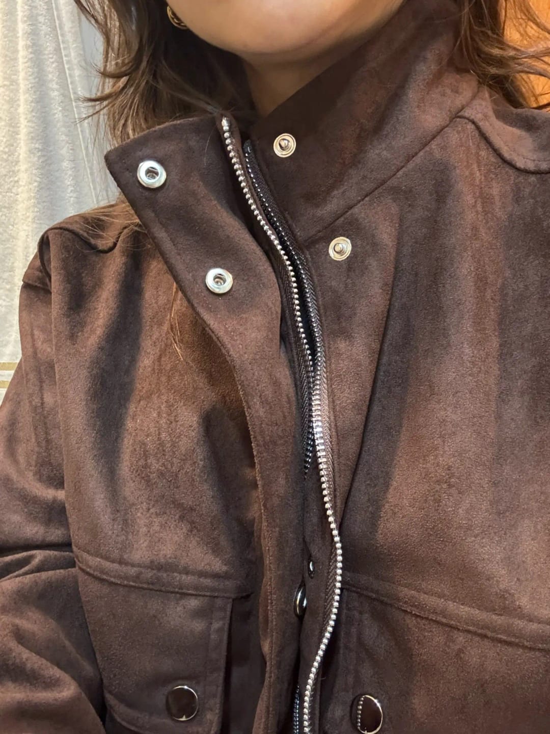 Customer photo review of Riley Faux Suede Jacket