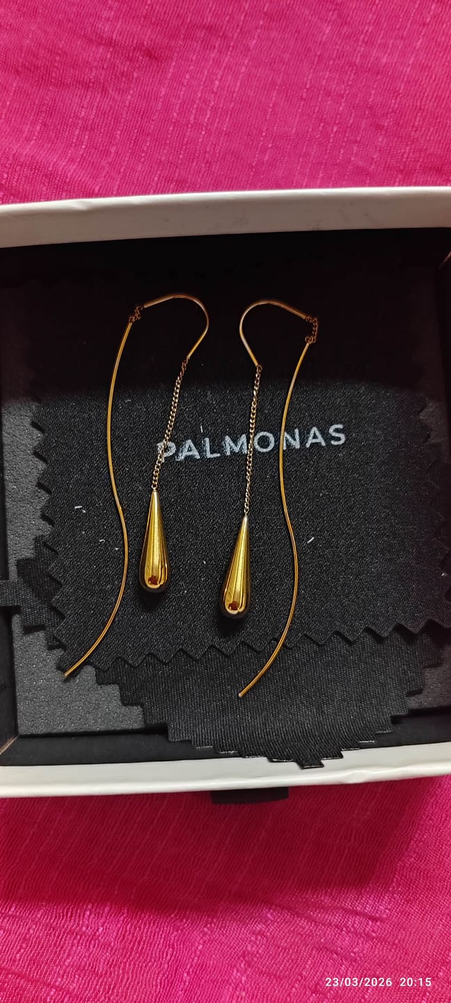 Customer photo review of Gold Water Drop Tassel Earrings