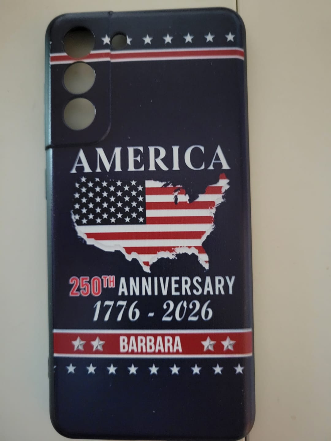 Customer photo review of Personalized Family Name America 250th Anniversary Phone Case
