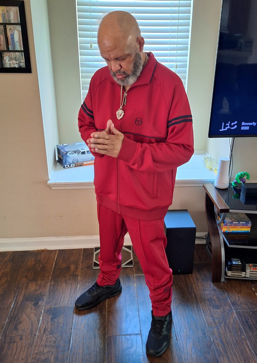 Customer photo review of Orion Track Pant- Rhubarb
