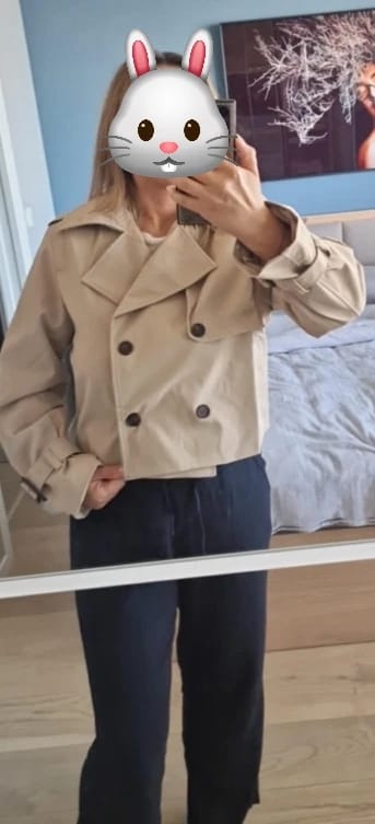 Customer photo review of Thelma Cropped Trench Coat