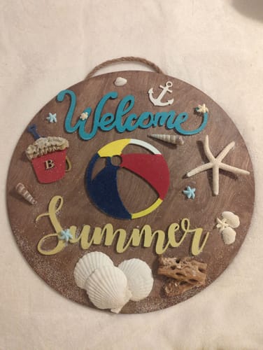 Customer photo review of Unfinished Wood Beach Ball Shape | DIY Craft Cutout | up to 46" DIY