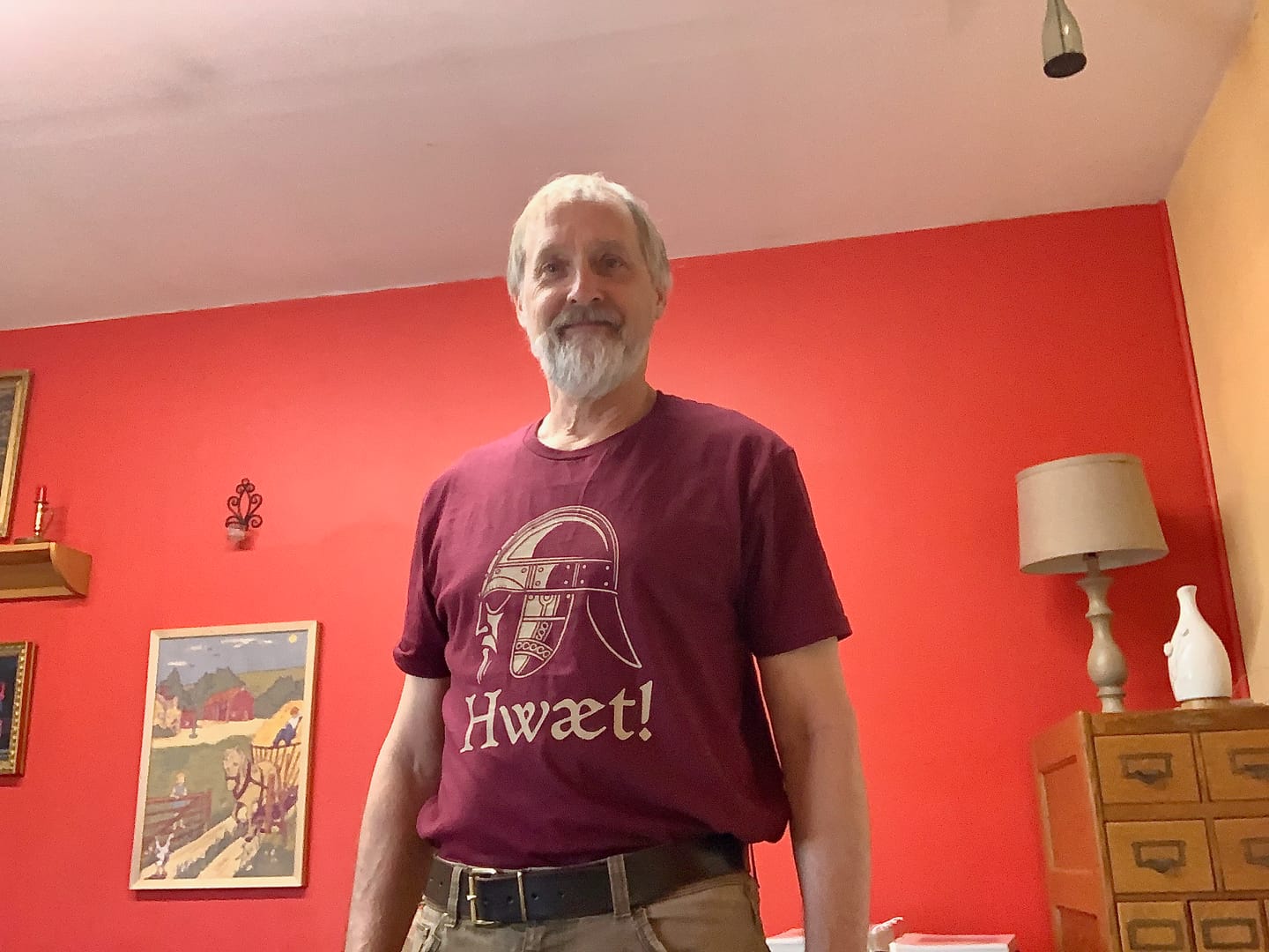 Customer photo review of Beowulf Hwaet Listen in Old English Unisex Lightweight T-Shirt