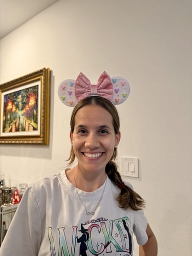 Customer photo review of Pink & White Velvet Mickey Ears