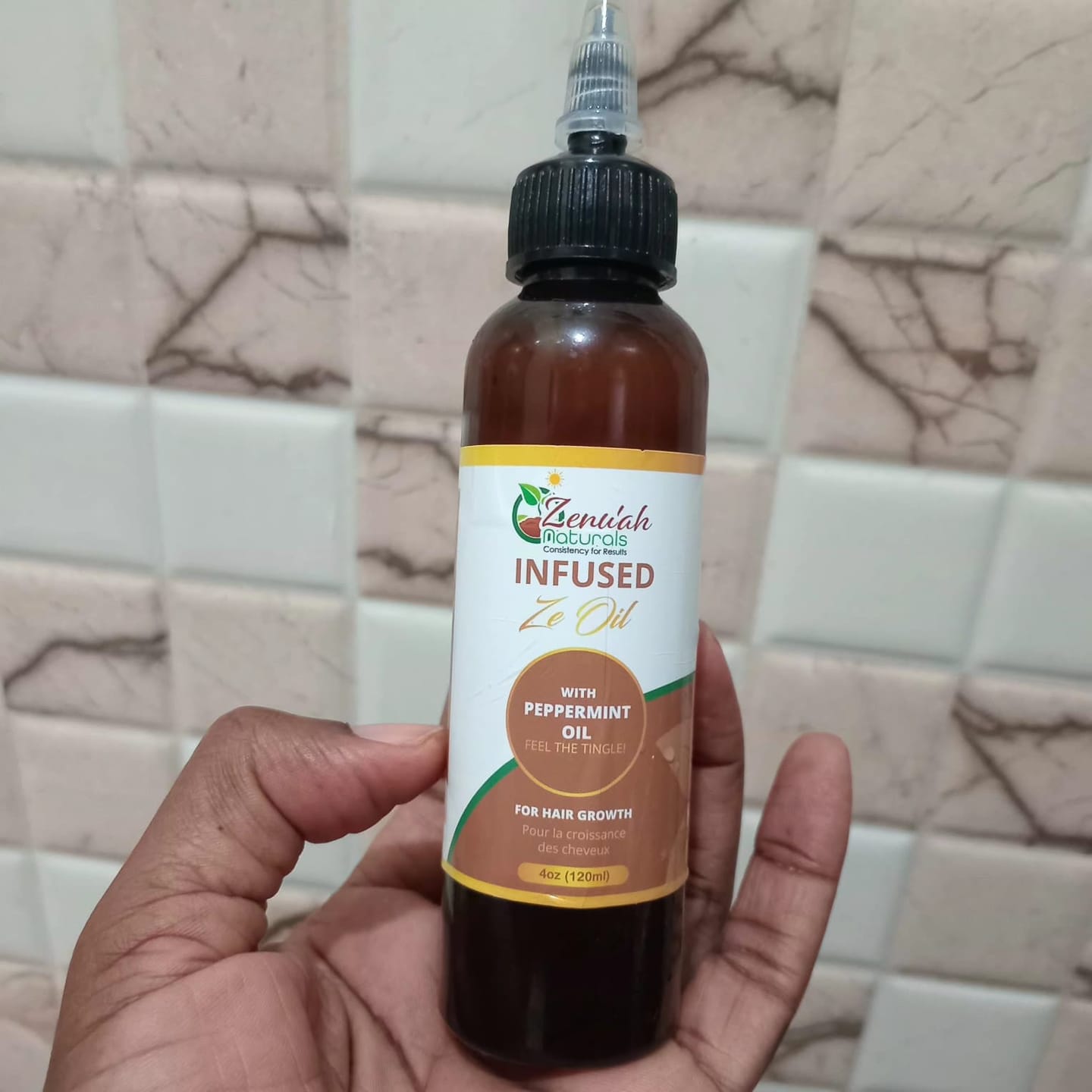 Customer photo review of Infused Ze Oil – Herbal Nourishing Scalp Blend
