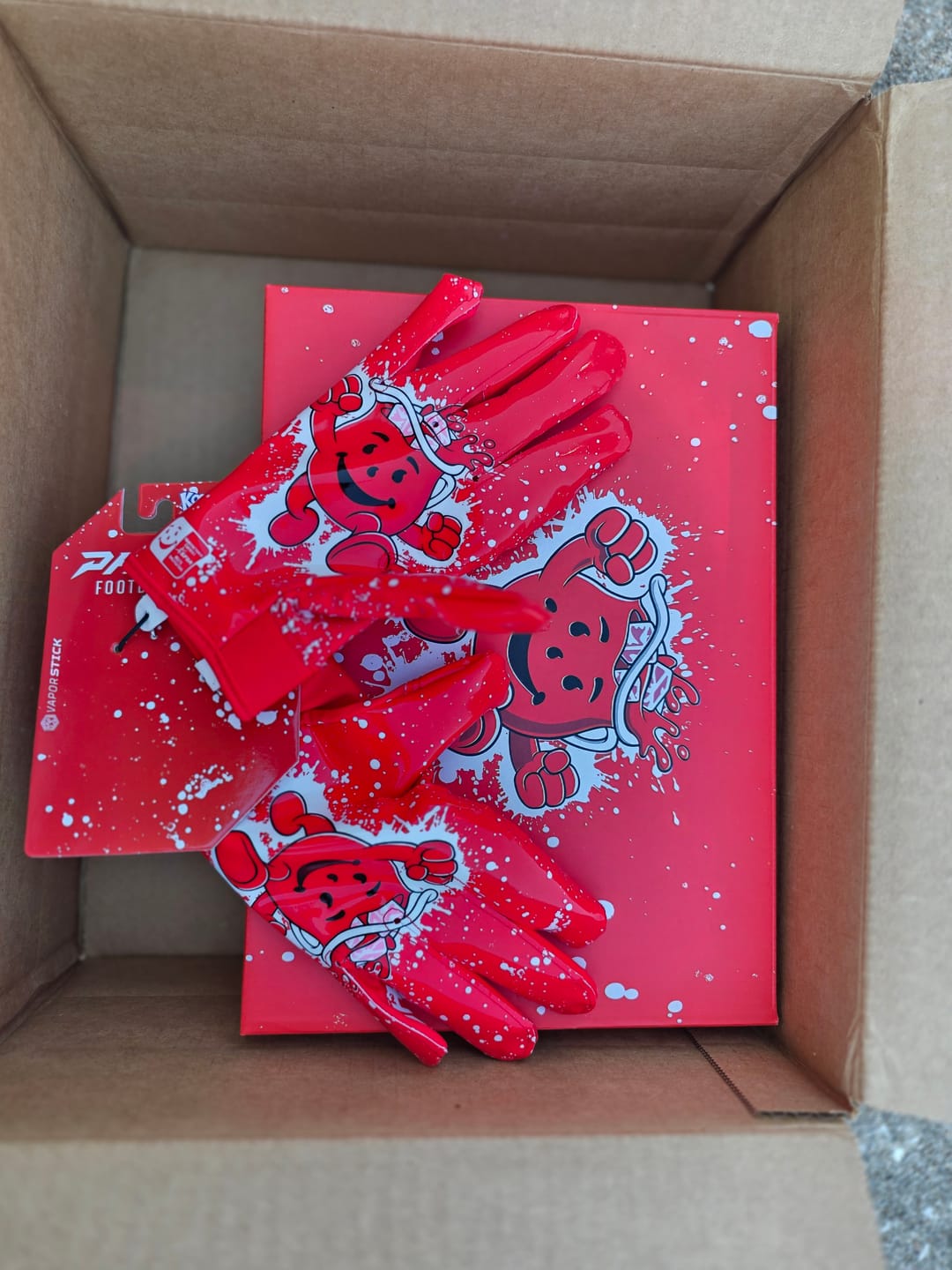 Customer photo review of Kool-Aid 'Cherry' Football Gloves - VPS4 by Phenom Elite