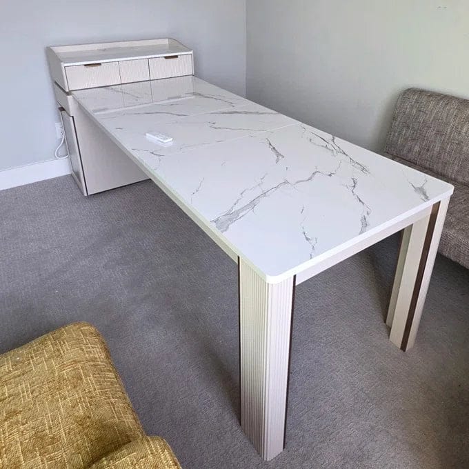 Customer photo review of Selene Modern Square Extendable Fluted Dining Table with Light and Storage for 4-6 Seats
