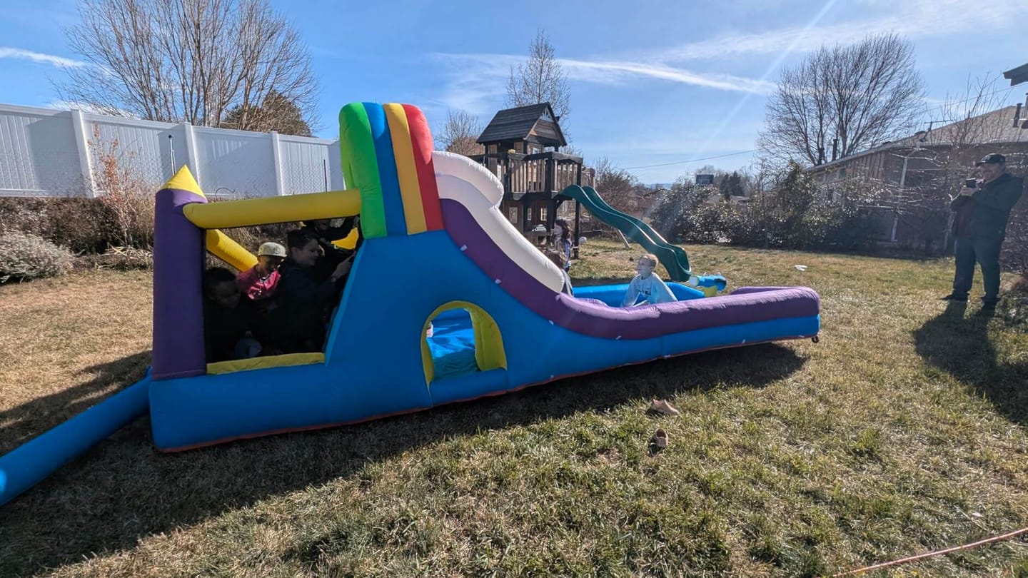 Customer photo review of 16ft Inflatable Bounce House with Water Slide Splash Pool