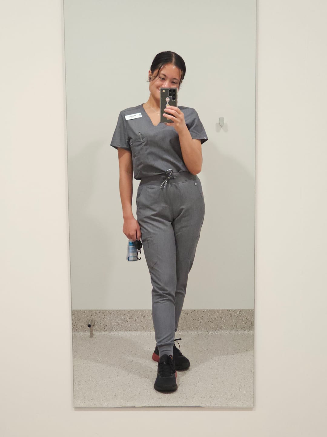 Customer photo review of FLORENCE Three Chest Pocket Scrub Top - Steel Grey | SLTECH™