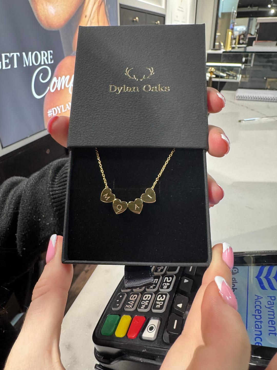 Customer photo review of Amo Heart Quadruple Bead Necklace in Gold