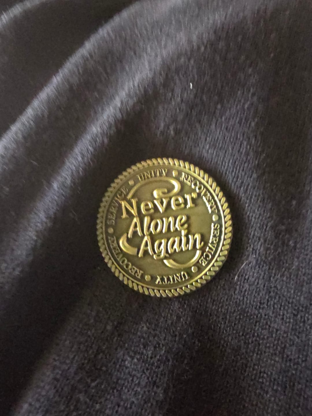 Customer photo review of Sisters in Recovery Specialty AA/NA Medallion - Bronze with Crystal