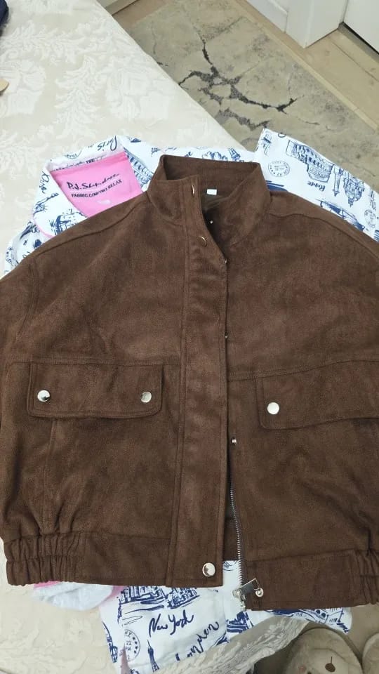 Customer photo review of Riley Faux Suede Jacket