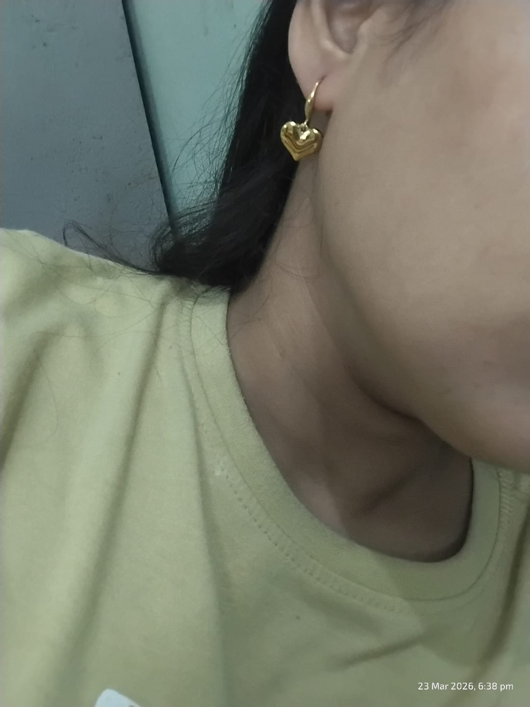 Customer photo review of Dangling Heart Earrings