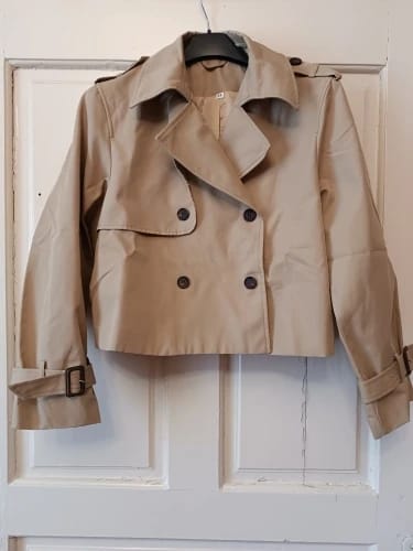 Customer photo review of Thelma Cropped Trench Coat