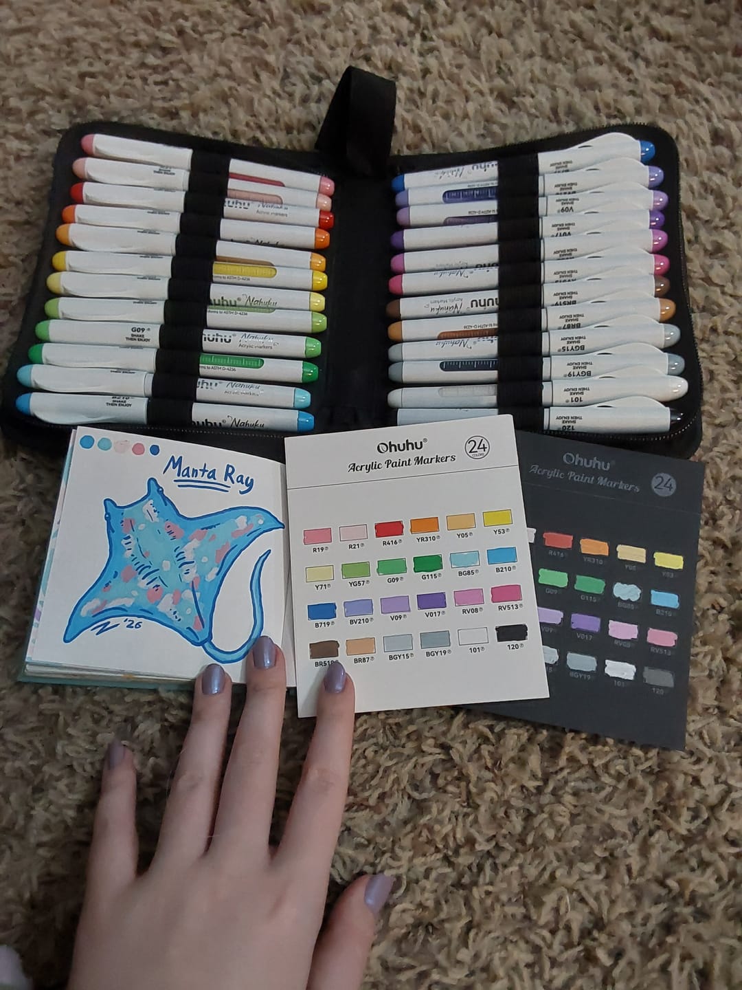 Customer photo review of Ohuhu Direct-ink Acrylic Markers 24 Colors - Nahuku