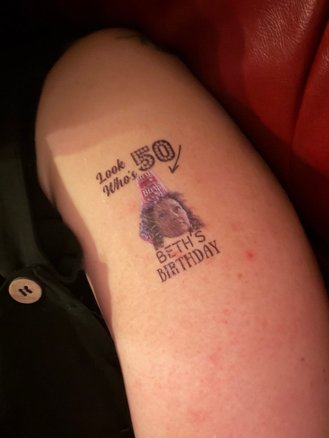 Customer photo review of Look Who's Birthday! Custom Tattoo