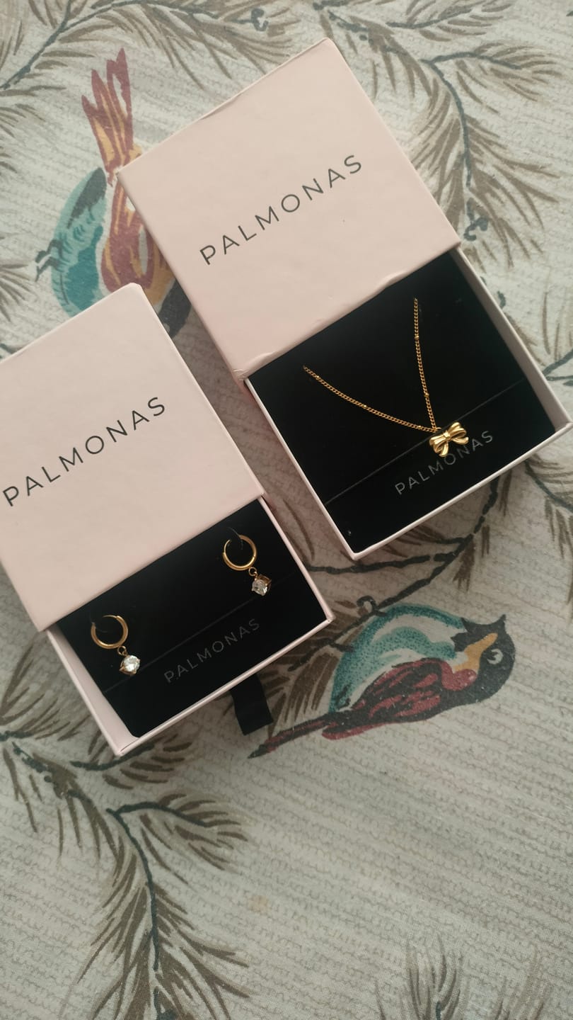 Customer photo review of Golden Sparkle Drop Hoops